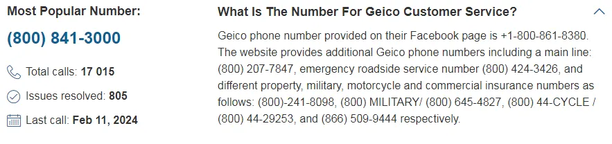 Number for Geico Insurance 2024